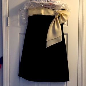 LRL Ralph Lauren Black Strapless Dress with Cream Bow
